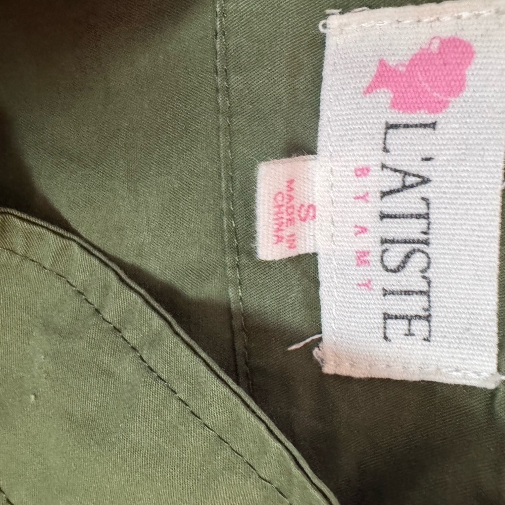 LAtiste Oversize Mint Green Utility Jumpsuit Button-Front Pockets S Small A3 - Picture 15 of 16